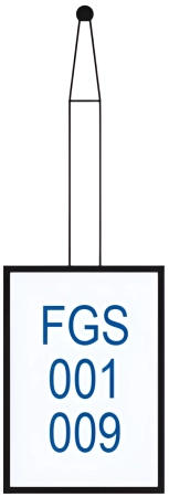 FGS001009 Бор алмазный FGS (313) - шар - 009 серый (хвостовик укороченный)HORICO