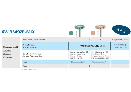 6W9549ZR-MIX Диски (с прорезями) - набор полировка циркона, угловой наконечник, Ø 14мм.