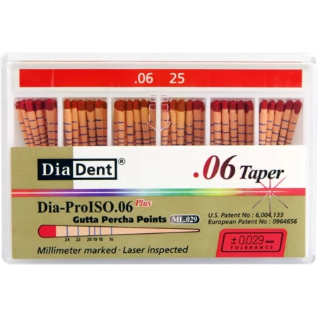 Гуттаперчевые штифты - конусность 06 - №25 - 60 штук, DiaDent