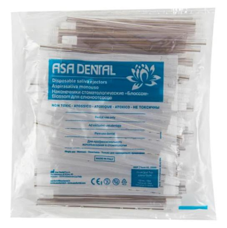 Наконечники для слюноотсосов "Blossom" прозрачные со съёмным колпачком белого цвета, 100шт (ТК=10уп)