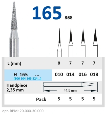 H165010 Бор алмазный H - конус остроконечный - 010 серый HORICO
