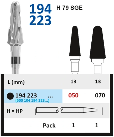 194223070 Фреза твс - конус - 070 черный насечка крестообразная экстра-грубая  пластмасса гипс  HORI