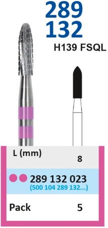 289132023 Фреза твс - цилиндр - 023 розовый тонкие прямые лезвия со спиральной поперечной насечкой H