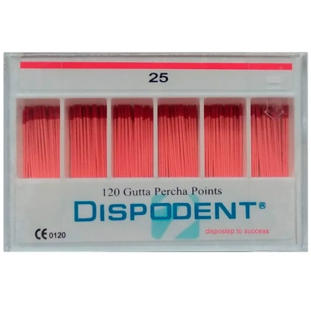 Штифты гуттаперчевые эндоканальные Dispodent № 25,  120 шт.