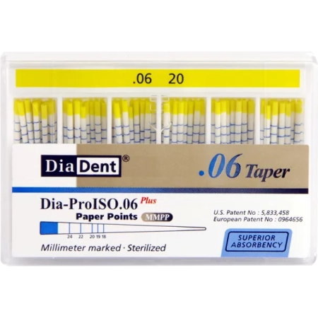 Бумажные штифты - конусность 06 - №20 - 100 штук, DiaDent