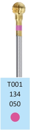 T001134050 Фреза твс-шар - 050 розовый тонкие прямые лезвия со спиральной поперечной насечкой HORIC