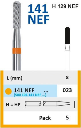 141NEF023 Фреза твс - цилиндр - 023 оранж насечка крестообразная зубчатая, поперечная не благ. сплав