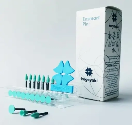 набор полиров "kagayaki ensmart pin" - диск, пуля, чашка - зелёные (силикон), µ 70, уп/30шт
