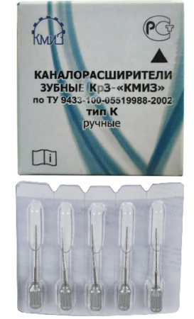 Каналорасширители зубные Кр-З-"КМИЗ" тип К ручные, 25мм., №15, 50шт., КМИЗ