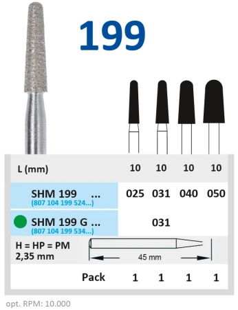 SHM199G031 Бор алмазный H - конус с закругленным концом - 031 HORICO