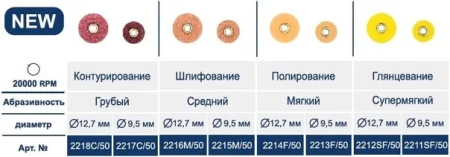 полир "kagayaki roundflex m" - диск шлифовальный (бордо), грубый, ø 9.5мм., 50шт