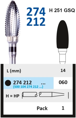 274212060 Фреза твс - конус - 060 черный насечка крестообр.,зубчатая экстра-грубая, пласт,мягк.акрил