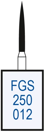FGS250012 Бор алмазный FG - пламя заостренное (хвостовик укороченный) - 012 серый HORICO