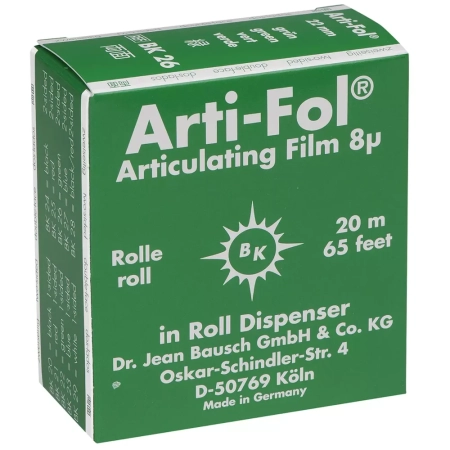 вк 26 артикуляционная фольга зеленая, двухсторонняя, 8мкм., 22мм*20м., bausch