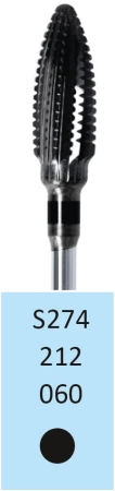 S274212060 Фреза твс-конус-060 черный насечка крестообр.,зубчатая экстра-грубая, пласт,мягк.акрил