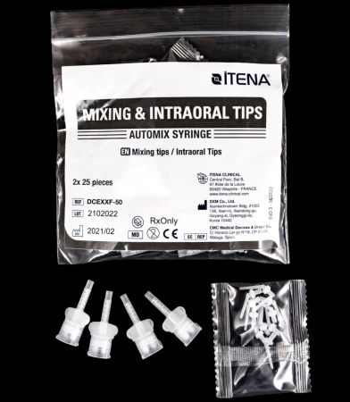 Насадки для смешивания TotalCem прозрачные (25 смесительных + 25 интраоральных) ITENA