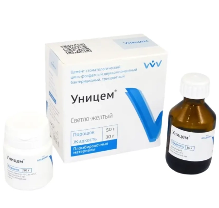 Уницем ((50г+30мл) (светло-жёлтый)) - цемент цинк-фосфатный,  "ВладМиВа"
