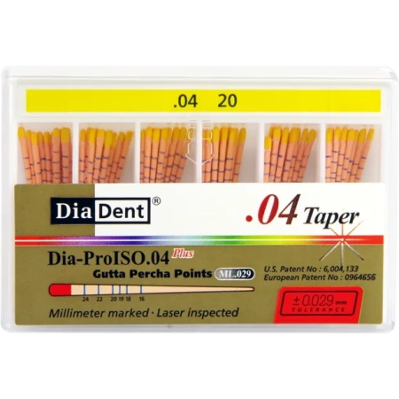 Гуттаперчевые штифты - конусность 04 - №20 - 60 штук, DiaDent