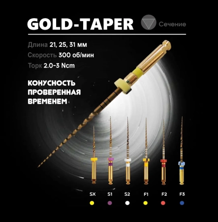 gold-taper / голд-тейпер файлы машинные 31 мм s1 - фиолетовые (6 шт) geosoft
