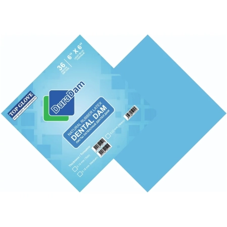 латексные листы duradam средние синие 152х152мм 0,18мм (36 шт) duramedical