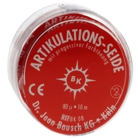вк 08 шёлк артикуляционный рулон в пластиковом боксе, красный, 80мкм., 16мм*10м., bausch