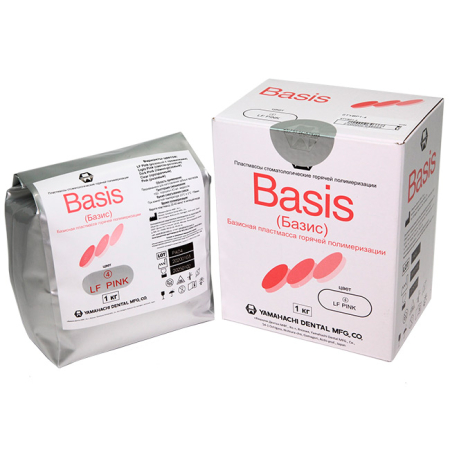Basis пластмасса горячей полимеризации, цвет LF Pink (розовый с прожилками),порошок., YAMAHACHI DENT