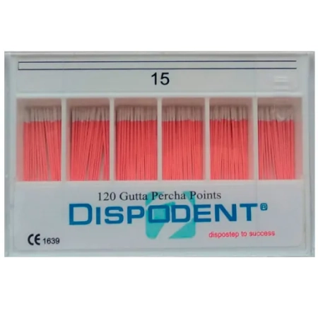 Штифты гуттаперчевые эндоканальные Dispodent № 15,  120 шт.