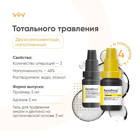 Белабонд - адгезив наполненный IV поколения двухкомпонентный светового отверждения (8+8+3мл)ВладМиВа