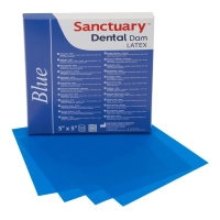 латексные листы dental dam синий, средний, 127 мм х 127 мм, без запаха (52 шт) sanctuary