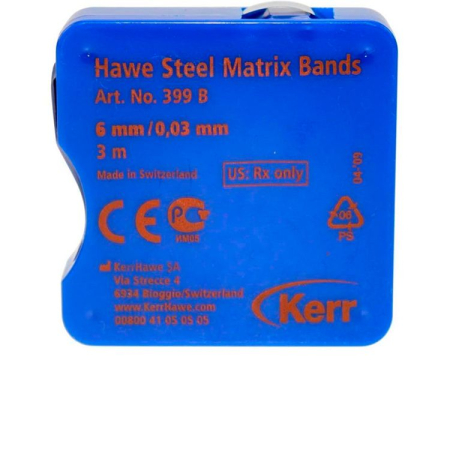 Матрицы - полоски стальные в рулоне Kerr 0.030 мм. 6 мм. 399B