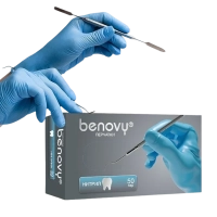 перчатки нитриловые «benovy» m232h2 голубые s 50 пар