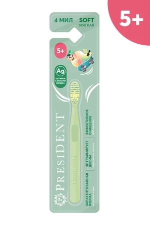детская зубная щетка president 5+ (4 мил) арт.628