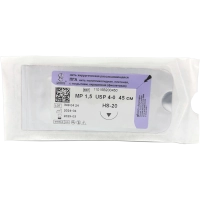 пга - нить полигликолидная, рассасывающаяся, фиолетовая, l=45см., usp 4/0, hs-20, "линтекс"