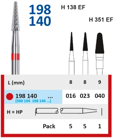 198140023 фреза твс - пика - 023 красный насечка крестообразная мелкая. мет. сплавы пластмасса   hor