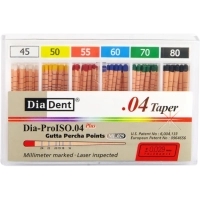 гуттаперчевые штифты - конусность 04 - №45-80 - 60 штук, diadent