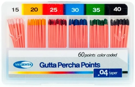 Гуттаперчевые штифты 04 №15-40 60шт/уп, (МЕТА)