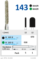 h143g018 бор алмазный h - цилиндр закругленный - 018 зеленый horico
