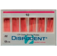 штифты гуттаперчевые эндоканальные dispodent № 10,  120 шт.