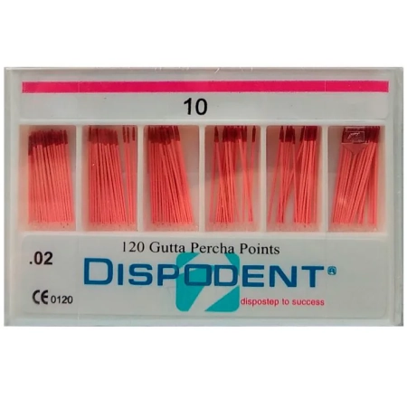 Штифты гуттаперчевые эндоканальные Dispodent № 10,  120 шт.