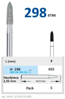 h298025 бор алмазный h - торпеда коническая  - 025 серый horico