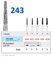 fg243018 бор алмазный fg - конус усеченный - 018 серый horico