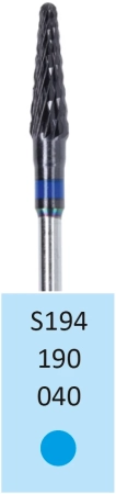 S194190040 Фреза твс - конус - 040 синий насечка крестообразная стандарт. мет. сплавы пластмасса   H