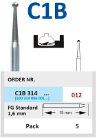 c1b314012 бор твердосплавный - шар - 012  турбинный наконечник  horico