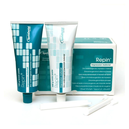 репин - двухкомпонентная оттискная масса из окиси цинка и эвгенола., 300г+125г., spofa (тк=16уп)