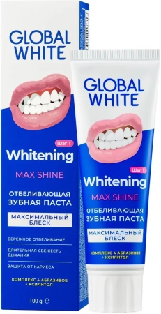 Зубная паста ГЛОБАЛ УАЙТ отбеливающя WHITENING Max shine 100г