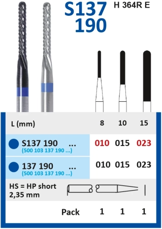 S137190015 Фреза твс  для фрезерного станка - фиссура с закругленным концом -  015  HORICO