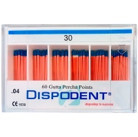 штифты гуттаперчевые эндоканальные (конусность .04)  dispodent № 30,  60 шт.