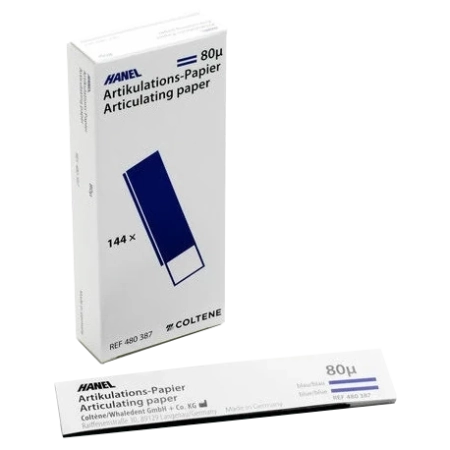 Артикуляционная бумага HANEL 80 мкм синяя I форма 144 шт/уп Coltene