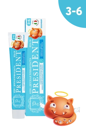 Детская зубная паста President 3-6 Пломбир (50 RDA) с фтором, 70 г