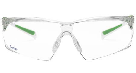 очки защитные прозрачные monoart fit up green, зеленые дужки, euronda